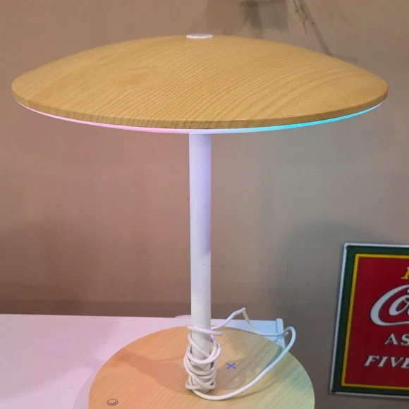 Wooden Table Lamp- Natural and White - Picture 4 of 6